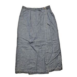 VTG 80's Lands' End Denim Jean Skirt Pockets Modest SZ 10